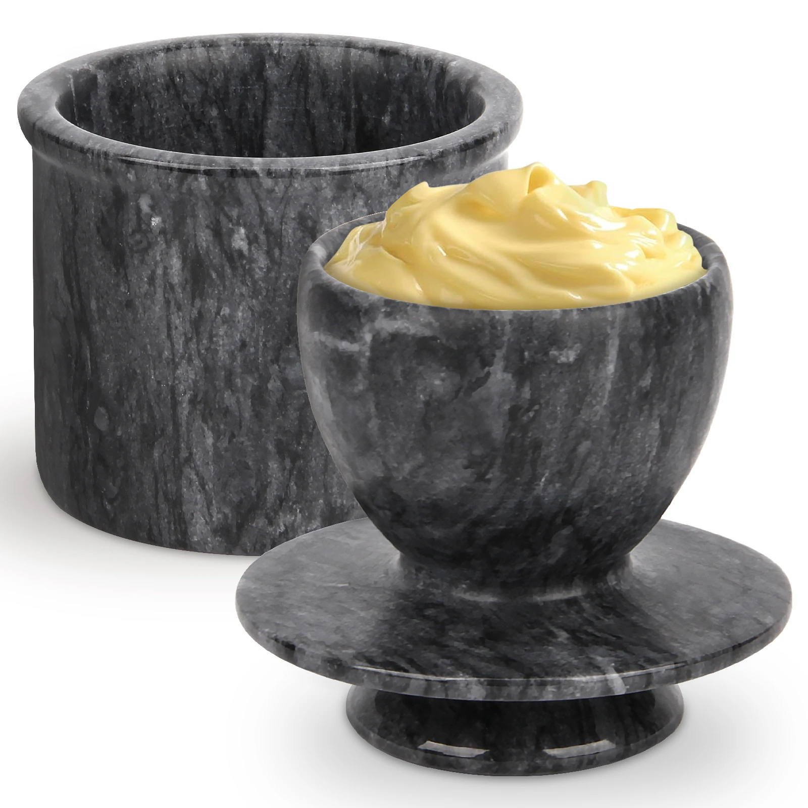 Butterhalter aus dunkelgrauem Marmor