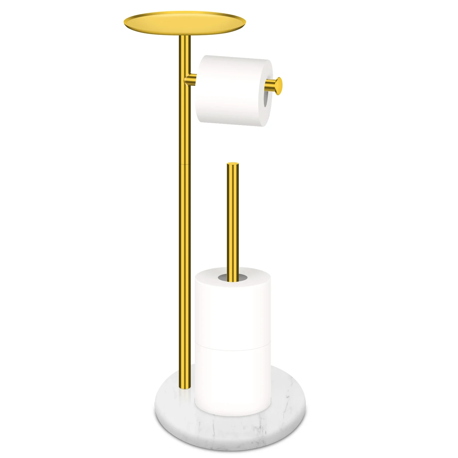 Goldener Toilettenpapierhalter mit wei&szlig;em Marmorsockel, unmontiert