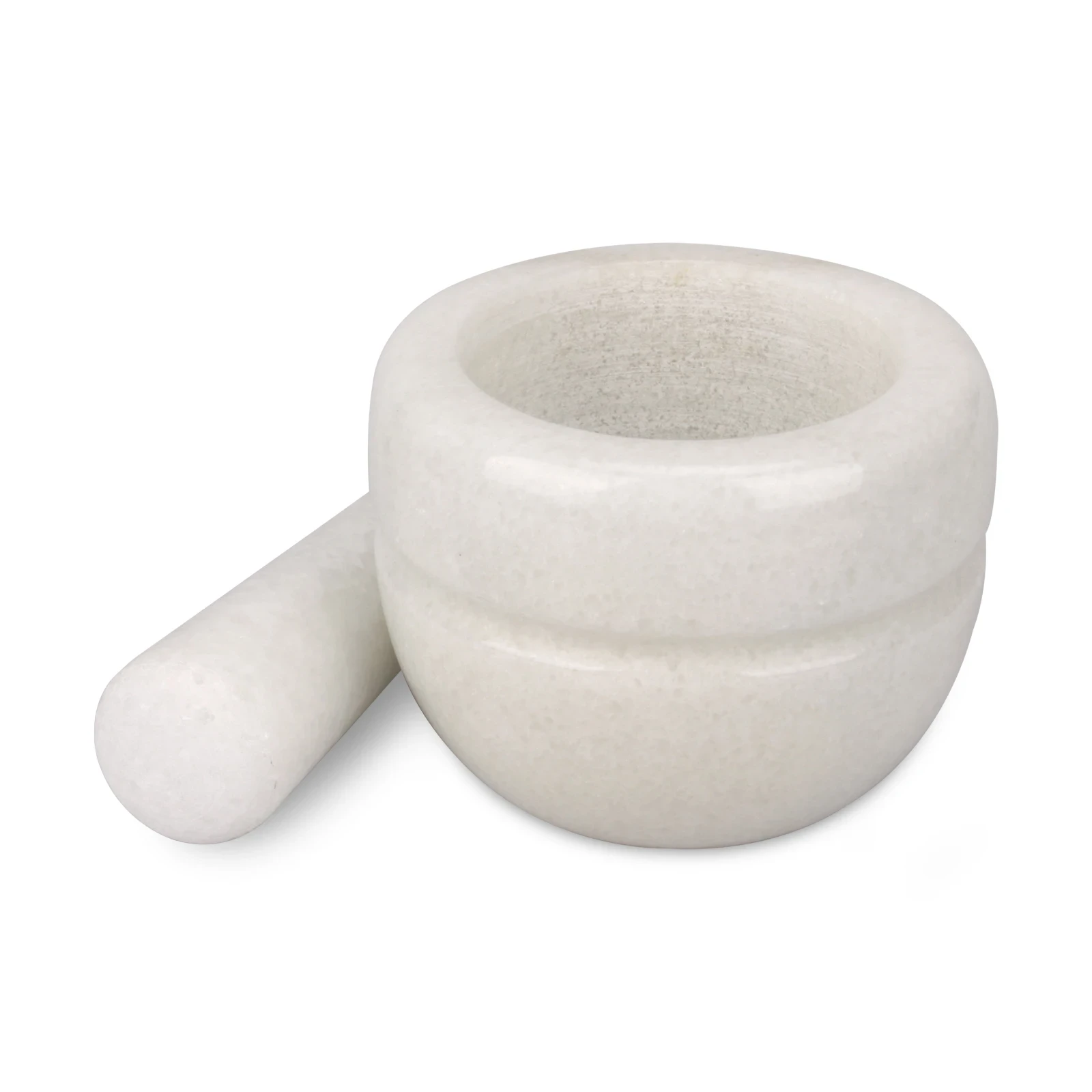 M&ouml;rser und St&ouml;&szlig;el aus wei&szlig;em Marmor D10x8cm H