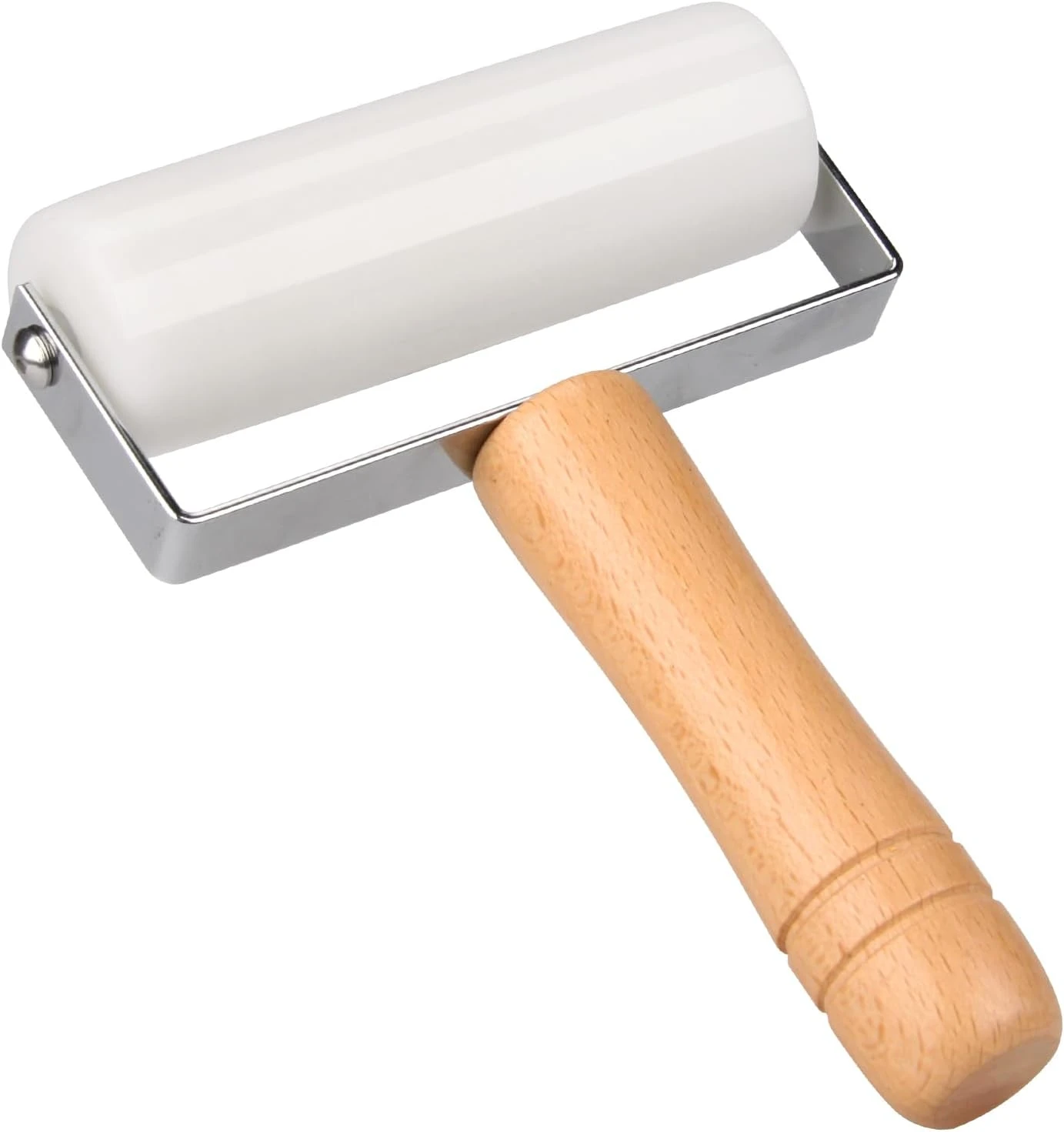 Nudelholz aus wei&szlig;em Marmor mit Holzhalter
