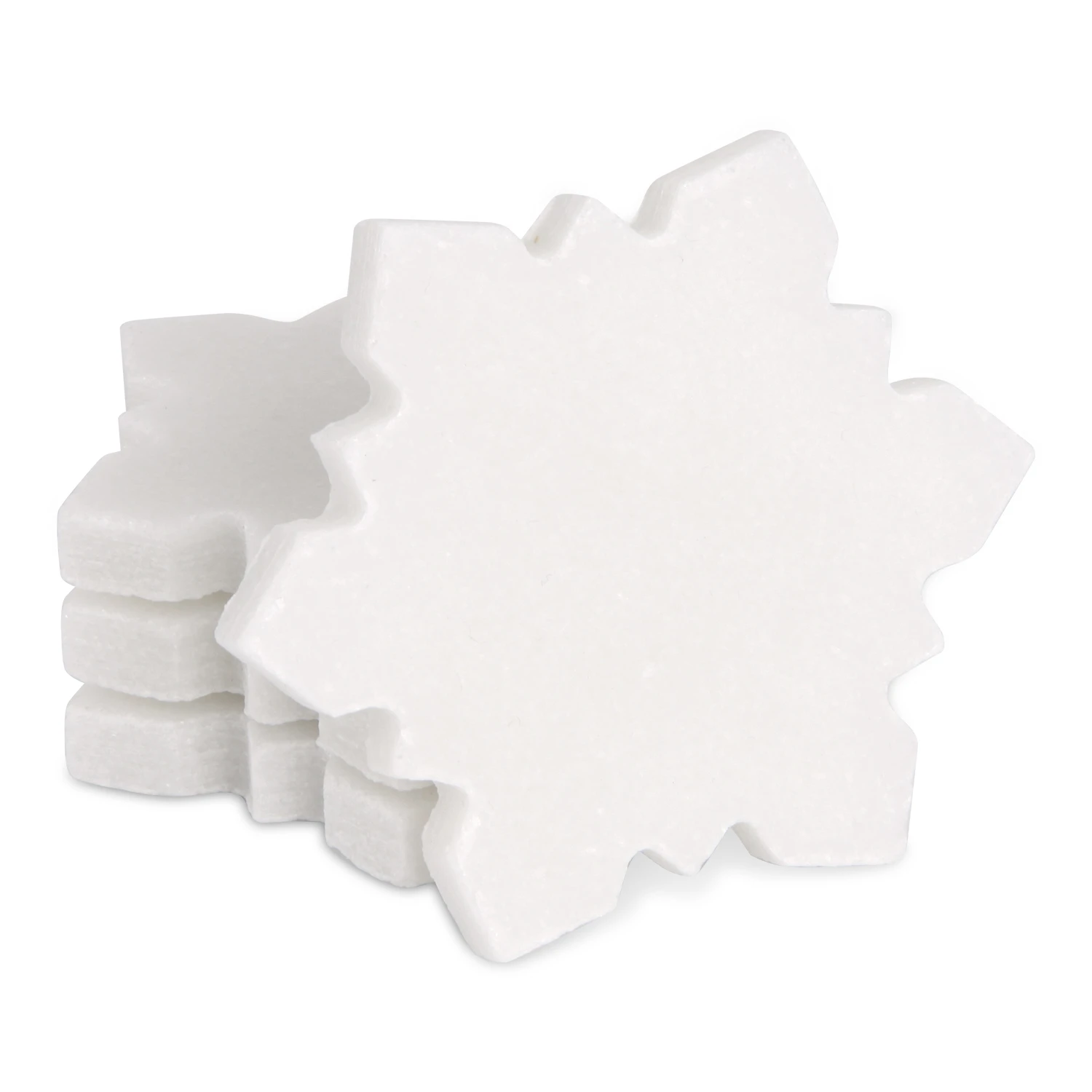 Set mit 4 Untersetzern aus wei&szlig;em Marmor in Schneeflockenform