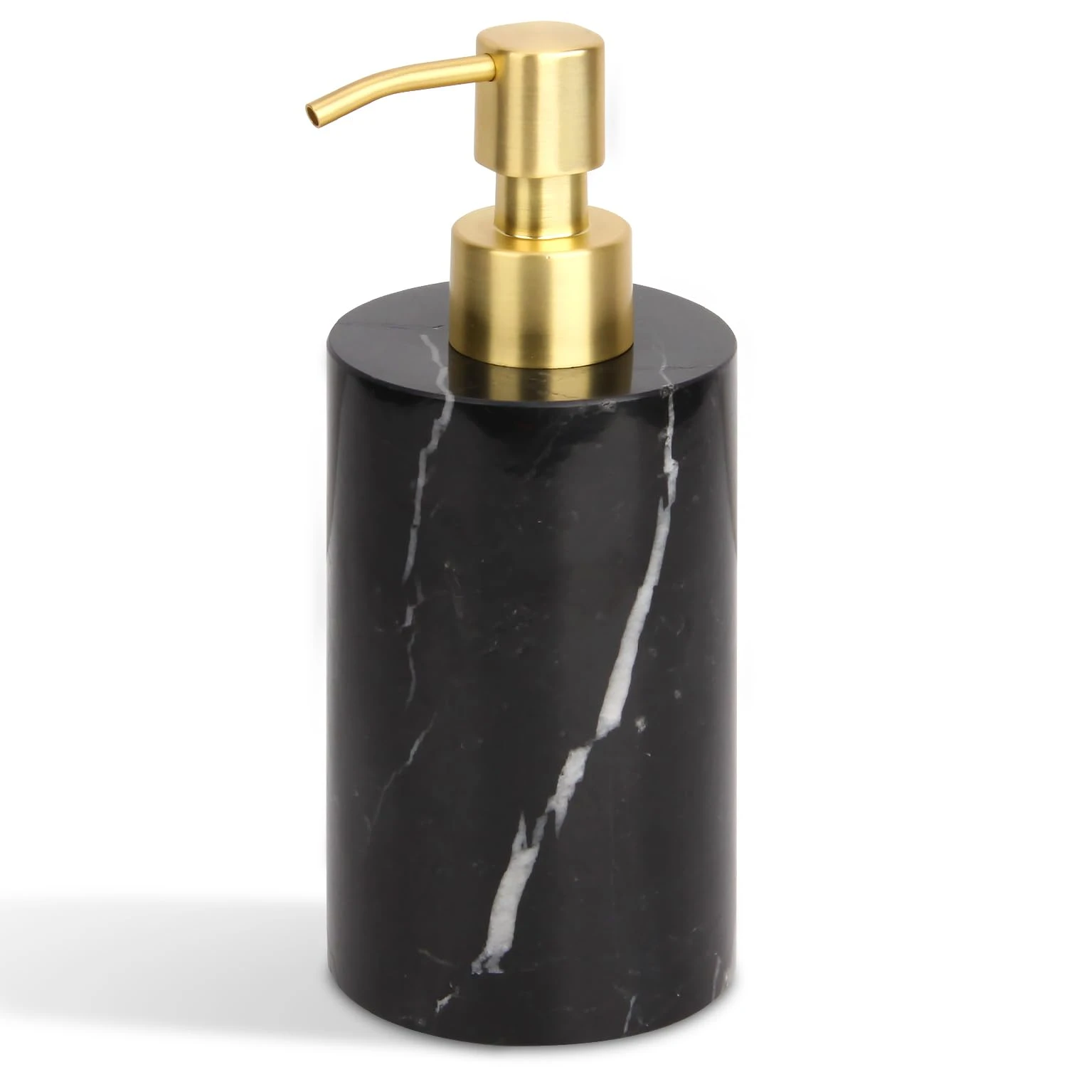 Seifenspender aus schwarzem Marquina-Marmor rund