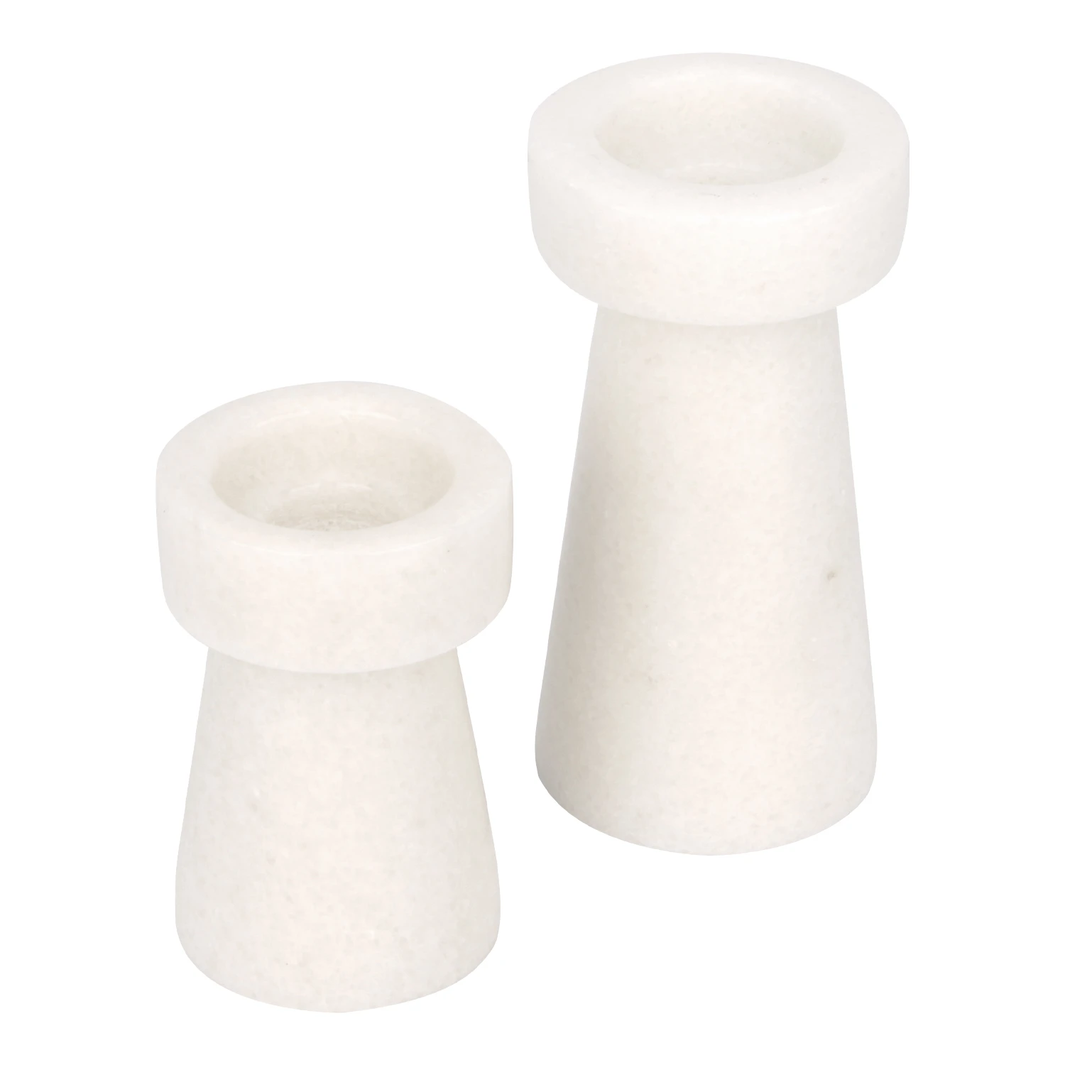 Set mit 2 Kerzenhaltern aus wei&szlig;em Marmor