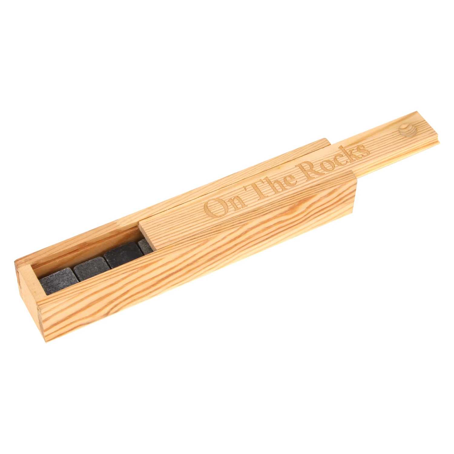 Set aus 9 quadratischen Marmor-Whiskysteinen mit Kiste aus Kiefernholz