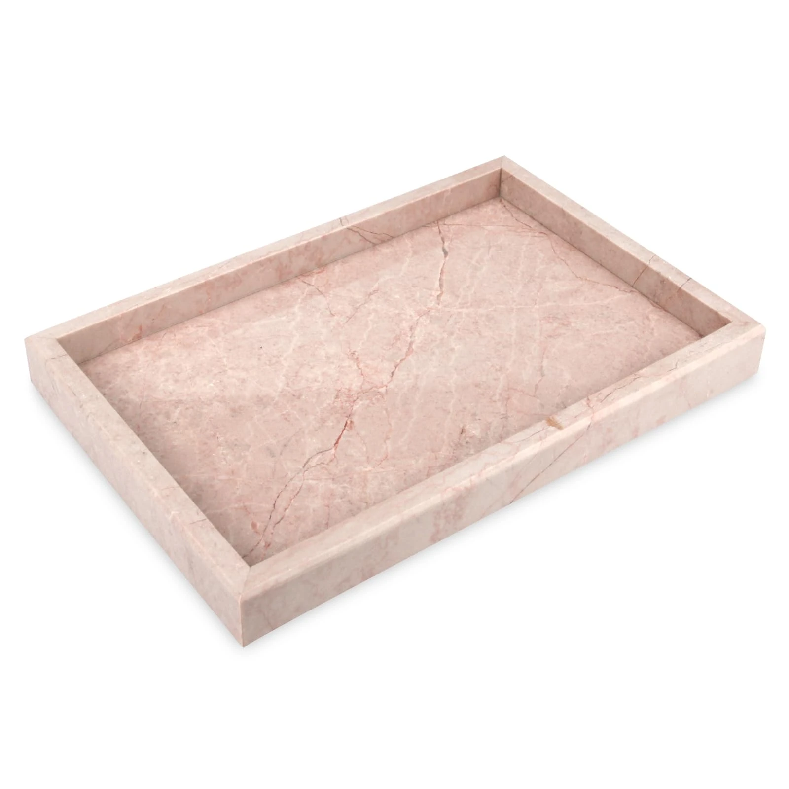 Luxuri&ouml;ses, rosafarbenes, rechteckiges Marmortablett von Bulgari