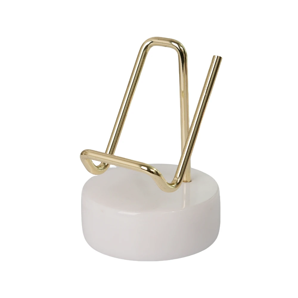 Goldener Telefonhalter mit wei&szlig;em Marmorsockel